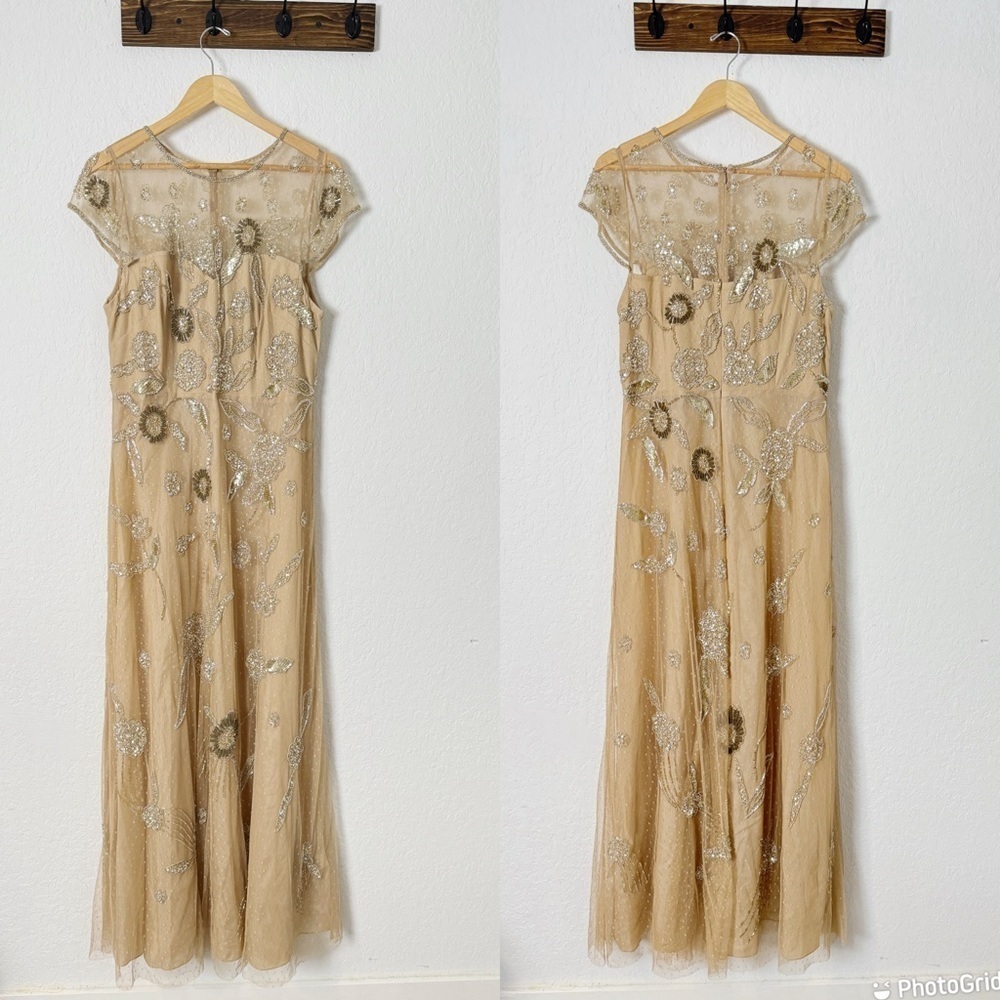 AIDAN MATTOX Floral Bead-Embroidered Gown - Picture 2 of 9